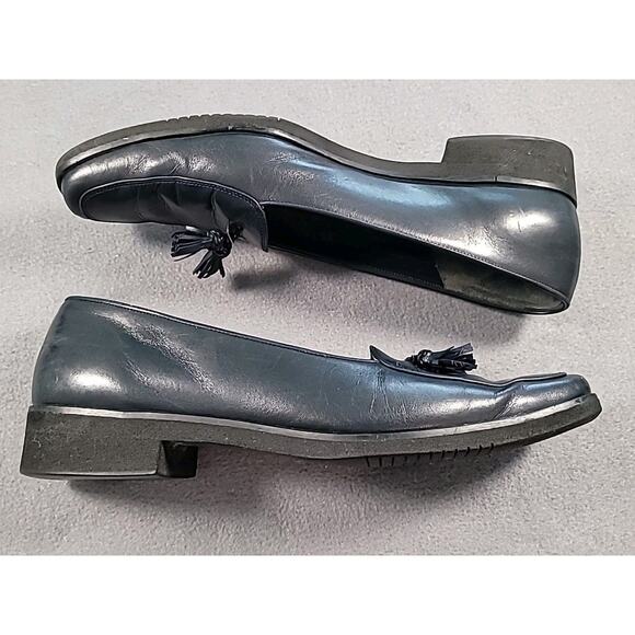 VTG Ferragamo Navy Leather Tassel Loafers 👞 Women’s 8 2A Classic Preppy Chic - Picture 5 of 9